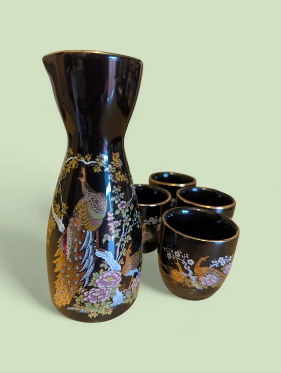 Japanese Peacock Sake Set - Picture 2 of 5